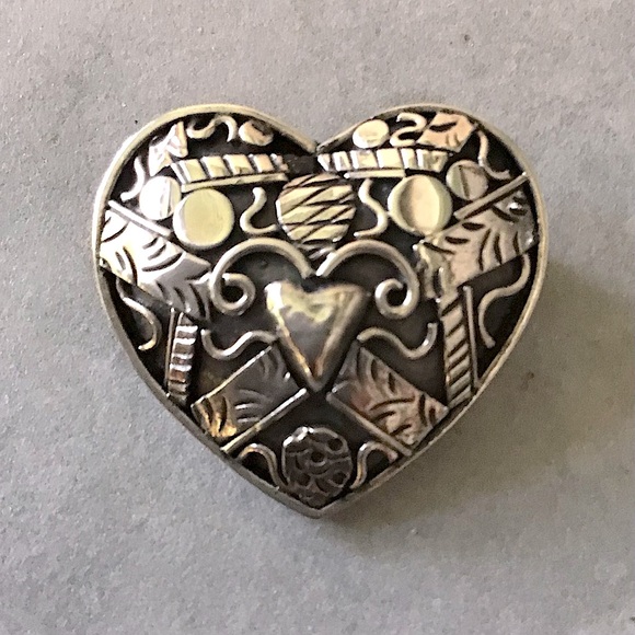 Sue B. Designs Jewelry - Heart Shaped Sterling Silver Brooch